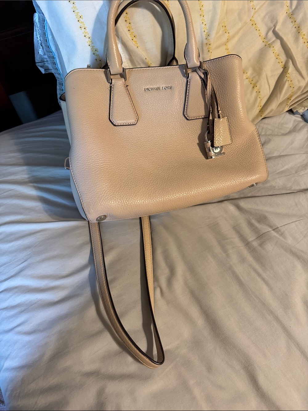 Michael Kors Pebbled Leather Satchel in Light Blush Pink